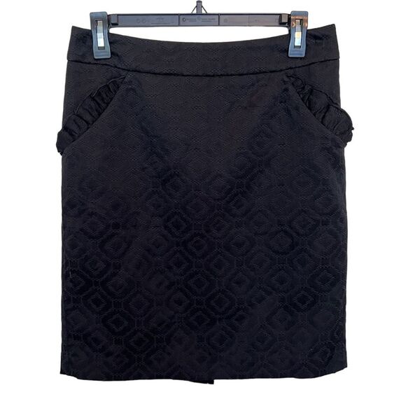 Ann Taylor LOFT Black Pencil Skirt with Ruffled Front Pockets Size 4 - Picture 6 of 9